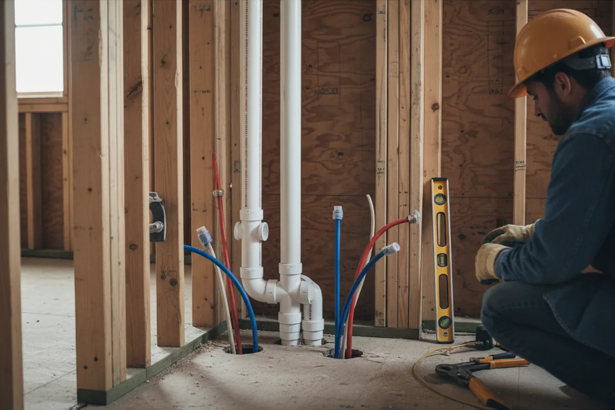 Drain and supply rough-in during Leak Detection in Moscow