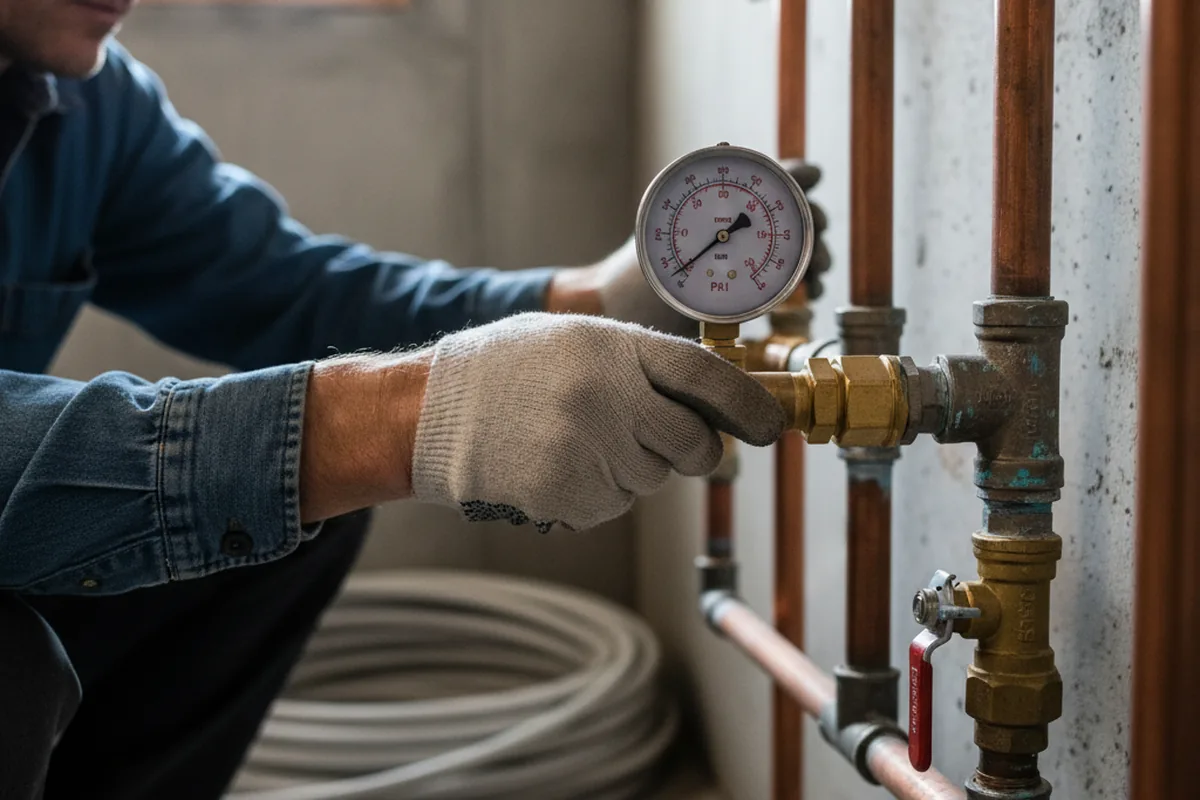Pressure testing a repaired line during Water Line Repair in Moscow